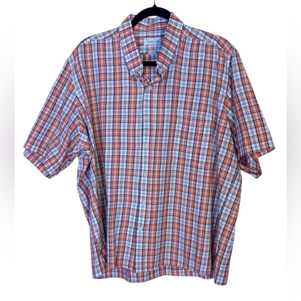 Monte Cristo Orange and Gray Checkered Shirt 3X